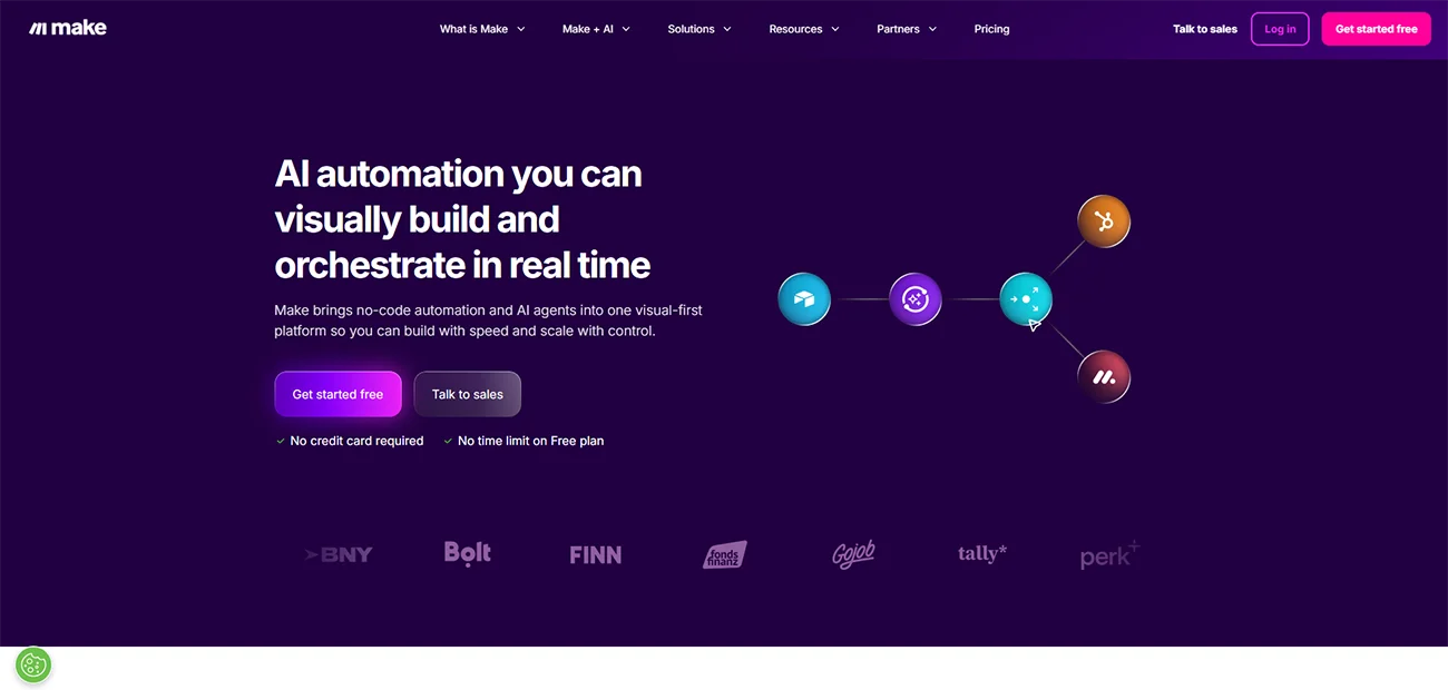 Make.com visual workflow automation tool interface